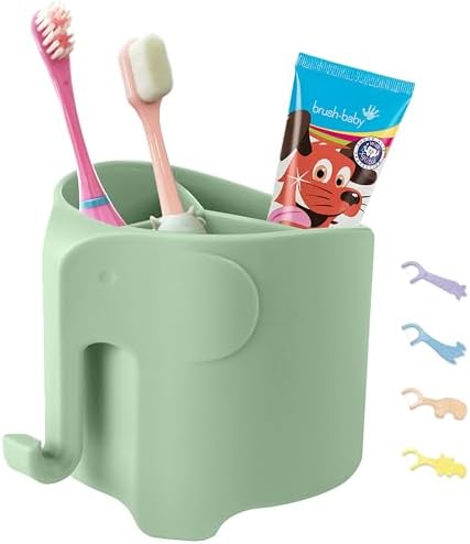 Hippywell Cute Elephant Toothbrush Holder for Kids