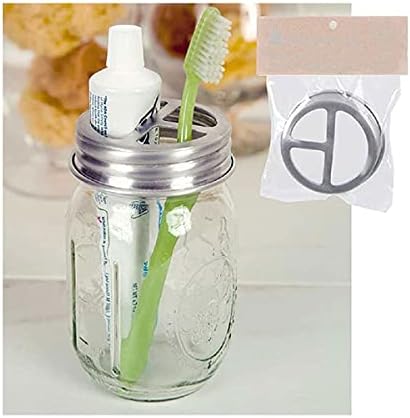 Mason Jar Toothbrush Holder Lid Turn Mason Jar into a Toothbrush Toothpaste Holder