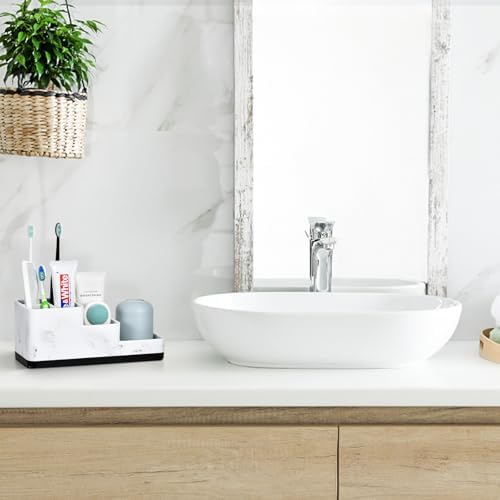 VITVITI 5 Compartment Toothbrush Holder Marble Design Bathroom Organizer