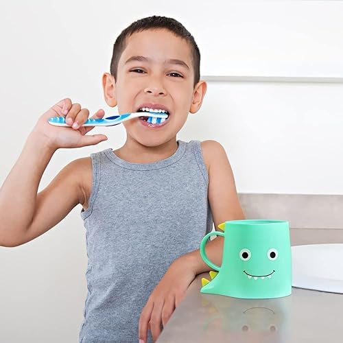 Dinosaur-Themed Toothbrush Mouthwash Holders for Kids - 2-Pack
