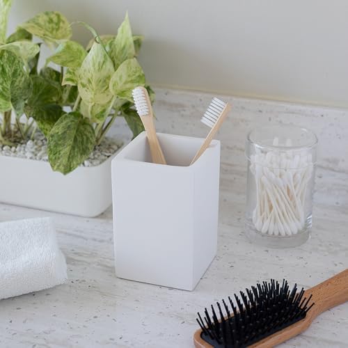 Matte White Bathroom Toothbrush Holder Space-Saving Tracker