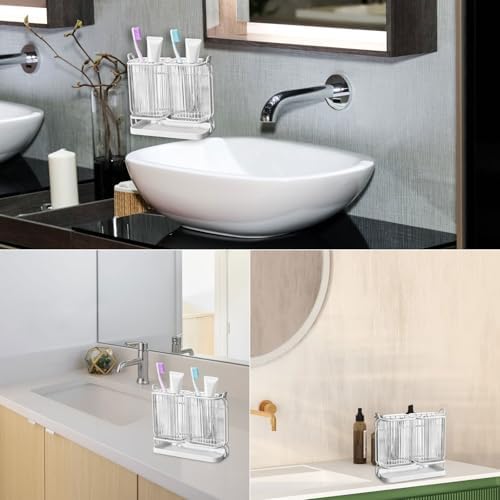 Versatile Aesthetic Wall-Mounted Toothbrush Holder Set for Family Kids White