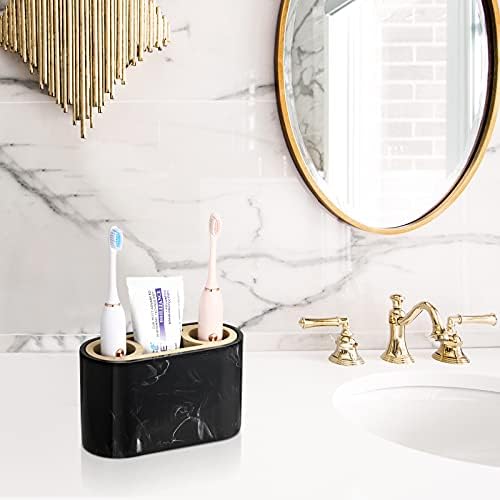 Shinowa Toothbrush Holder with Drainage Marble and Bamboo Design