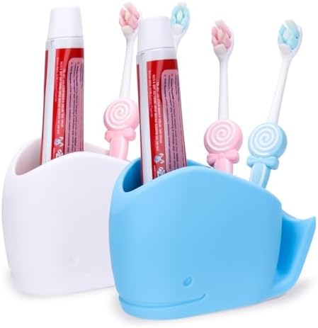 2Pcs Cute Kids Whale Toothbrush Holder