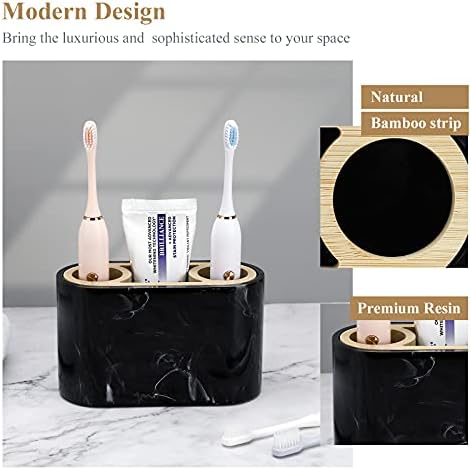Shinowa Toothbrush Holder with Drainage Marble and Bamboo Design
