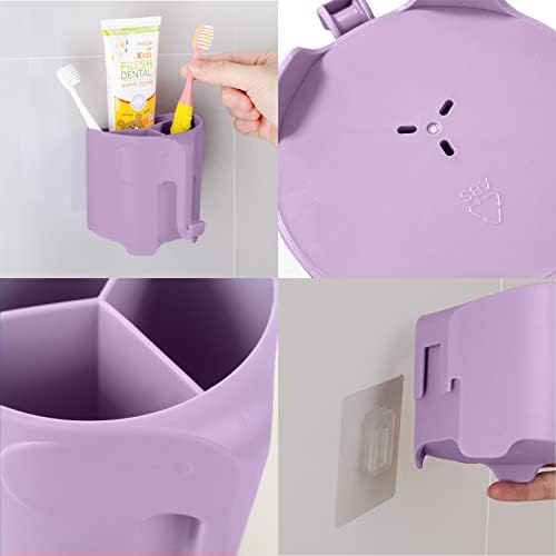 Kids Toothbrush Holder Cute Elephant Design Light Purple