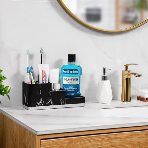 VITVITI Resin Toothbrush Holder 5 Compartment Bathroom Organizer
