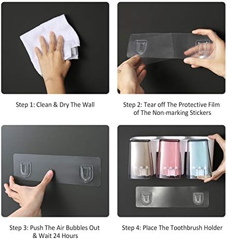 Goowin Wall Mounted Toothbrush Holder with 3 Cups