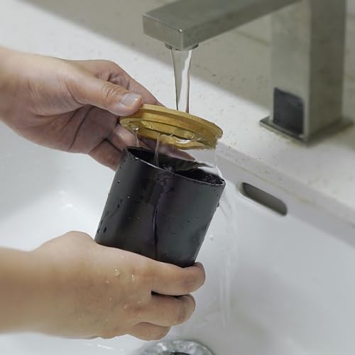 Round Wooden Toothbrush Holder Black Durable