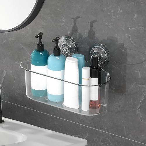 Sleek Acrylic Shower Caddy No Drilling Strong Adhesive Removable Durable Waterproof