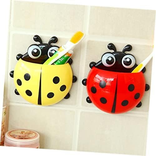 Cartoon Ladybug Toothbrush Holder Suction Cup Wall Mount Bathroom Decor