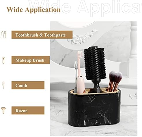 Shinowa Toothbrush Holder with Drainage Marble and Bamboo Design