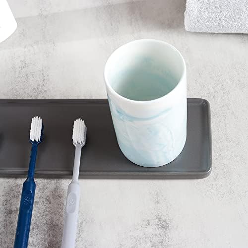 Ceramic Toothbrush Holder with Marble Pattern 300ml Blue