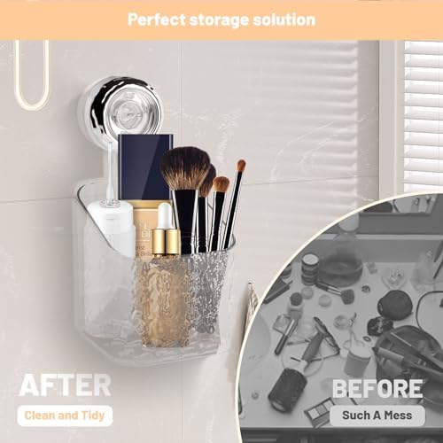 Greraes Clear Acrylic Shower Caddy Suction Cup Shelf