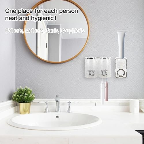Coastacloud Wall Mounted Toothbrush Holder Set with 2 Cups and Toothpaste Dispenser