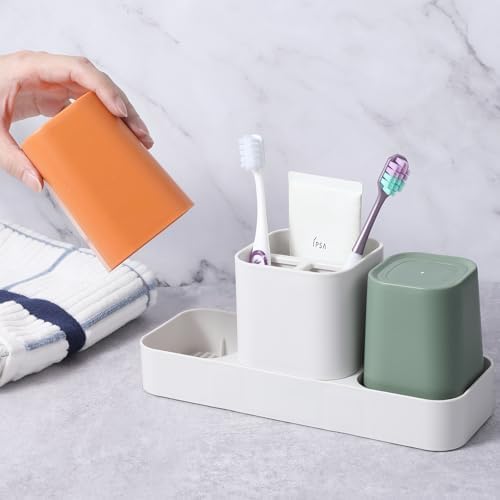 Toothbrush Holder Set w 2 Cups w Kids Design for Adults Kids