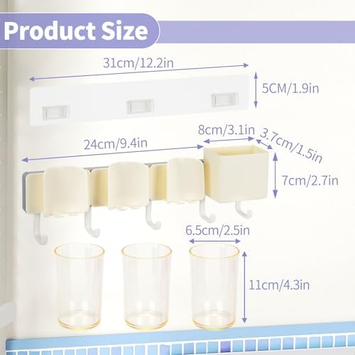 Koulate 3-Slot Wall Mounted Toothbrush Holder