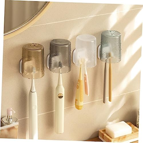 3-Piece Wall Toothbrush Holder Gargle Cup Organizer White