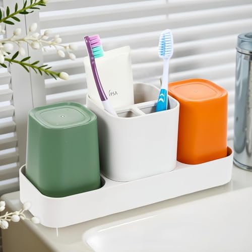 Toothbrush Holder Set w 2 Cups w Kids Design for Adults Kids