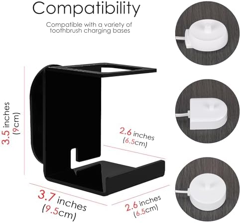 Electric Toothbrush Holder Wall Mounted 2 Pack Black