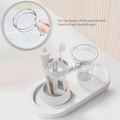 Iosjeude Toothbrush Holder with Cover 3 Slots Electric