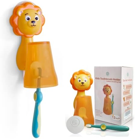 Lion Ultra Soft Bristle Toothbrush Wall-Mounted Organizer for Kids