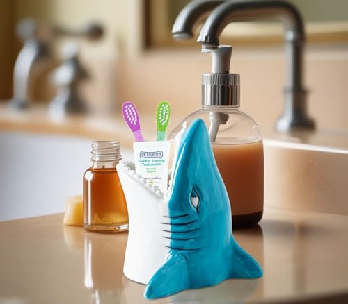 Cute Kid Toothbrush Holder for Kids - Big Mouth Shark Tooth Brush Organizer