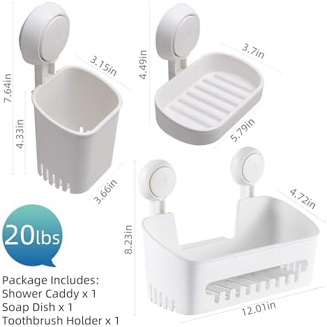 3-Pack Suction Cup Shower Organizer Set