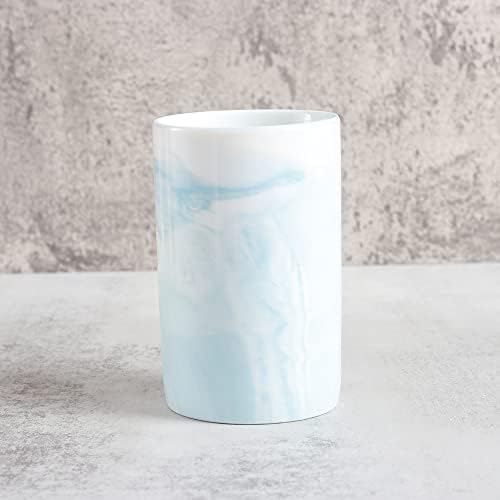 Ceramic Toothbrush Holder with Marble Pattern 300ml Blue
