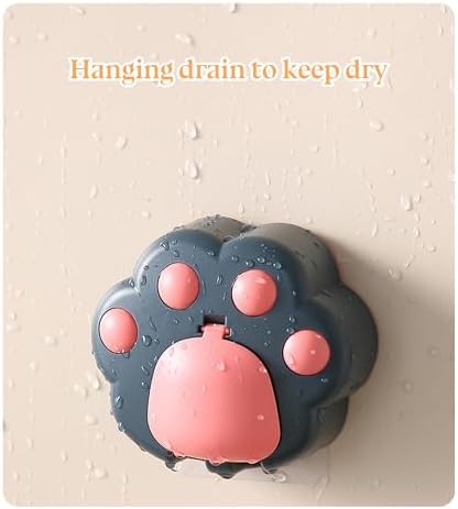 White Pink Cute Cat Paw Kids Toothbrush Holder Wall Mounted with Cover
