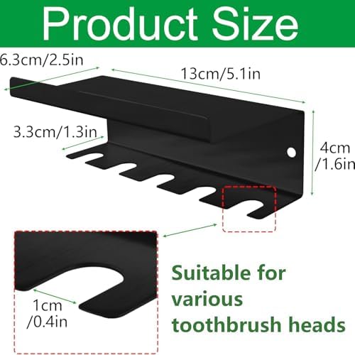 Wall-Mounted Toothbrush Holder Aluminum Self-Adhesive Organizer for Bathroom Oral Care