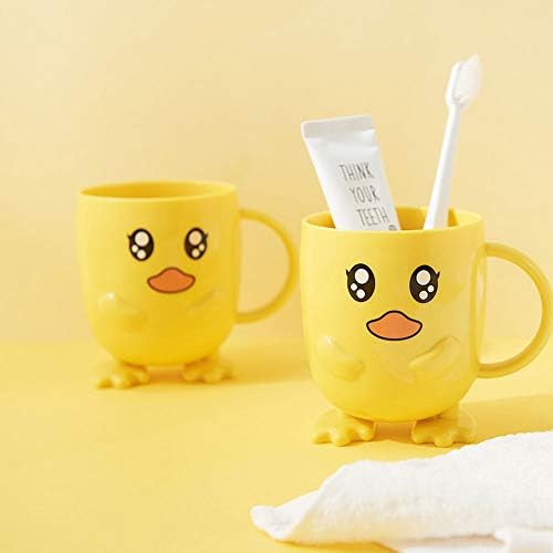 Unbreakable Toothbrush Toothpaste Holder 340ml Cartoon Duck Tumbler with Cup for Kids