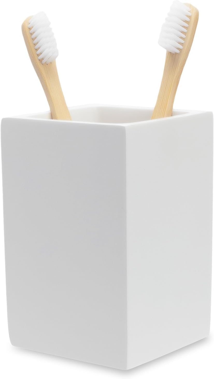 Matte White Bathroom Toothbrush Holder Space-Saving Tracker