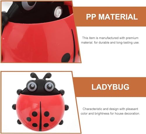 Red Ladybug Toothbrush Holder with Suction Cup