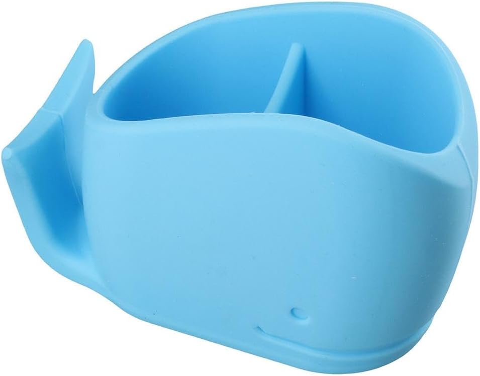 Cute Silicone Whale Toothbrush Holder for Kids - Blue