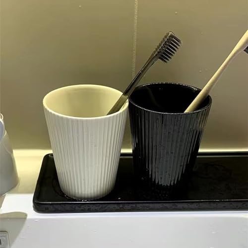 Stylish Bulk-Proof Vertical Stripe Toothbrush Cup Perfect for Morning Coffee