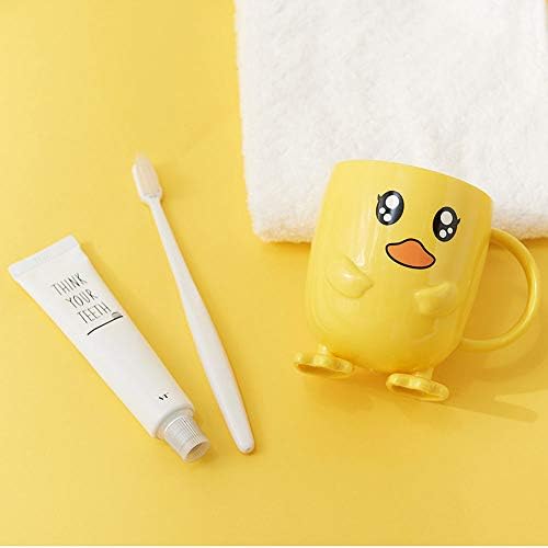 Unbreakable Toothbrush Toothpaste Holder 340ml Cartoon Duck Tumbler with Cup for Kids