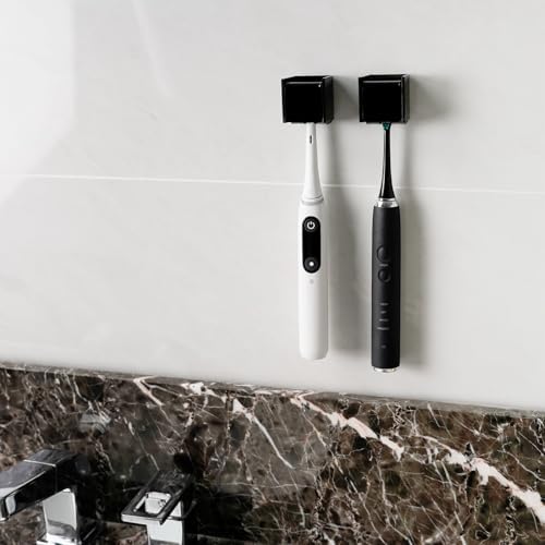 2PCS Wall-Mounted Self-Adhesive Toothbrush Holder Black