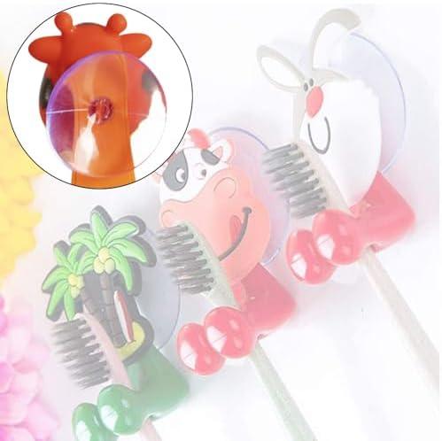 Cute Animal Toothbrush Holder for Kids with Suction Cup 9 Pack