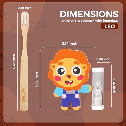 Arielo Lion Toothbrush Holder - 3-MIN Timer Kids Oral Care Tool