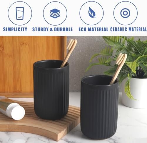 Matte Black Ceramic Toothbrush Holder Set