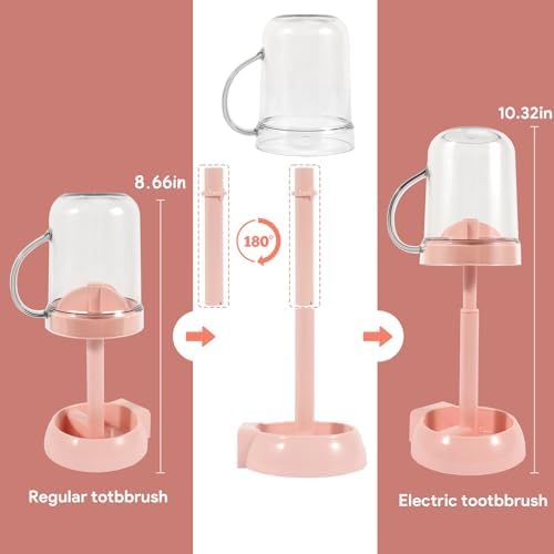 Raydejin Smart Toothbrush Holder with Cup for Bathroom Pink