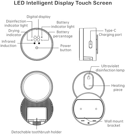 Compact Wall-Mounted Toothbrush Razor Holder with Smart Sensors