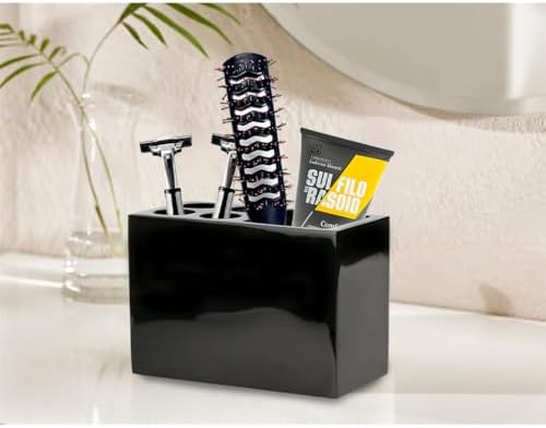 Bathovati Black Toothbrush Holder for Bathroom Marble Organizer