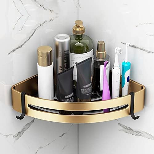 Black Gold Aluminum Shower Caddy with Triangle Shelf