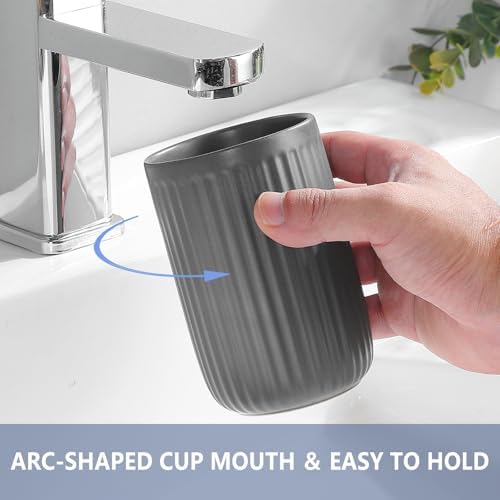 Matte Grey Ceramic Toothbrush Holder Set