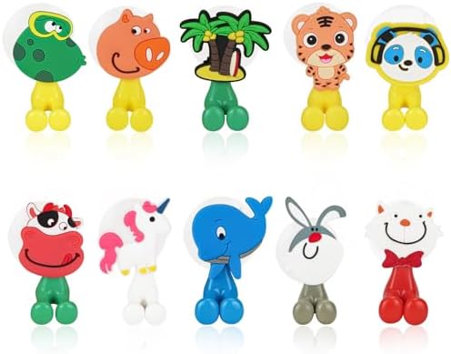 10PCS Cute Animal Toothbrush Holder with Suction Cup Multi-Functional Bathroom Home Organizer