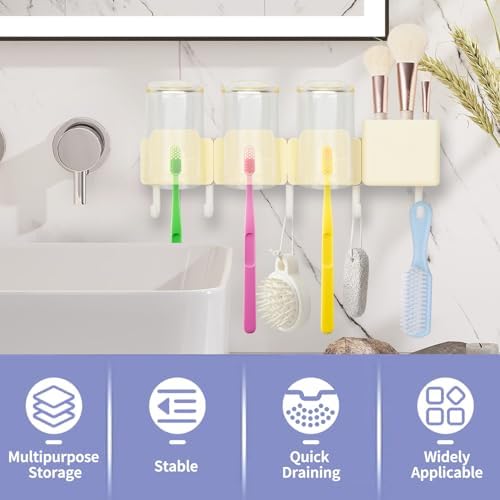 Koulate 3-Slot Wall Mounted Toothbrush Holder