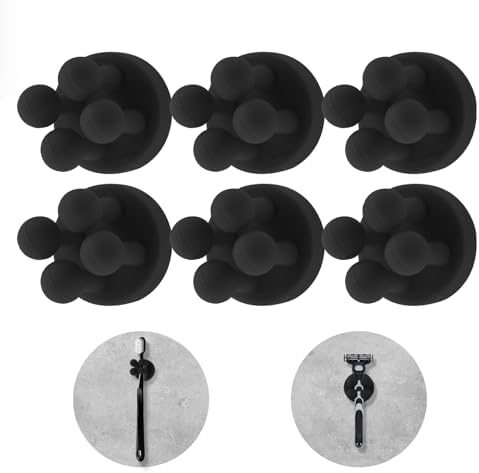 6-Piece Silicone Self-Adhesive Toothbrush Razor Holders Bathroom Kitchen Organizer