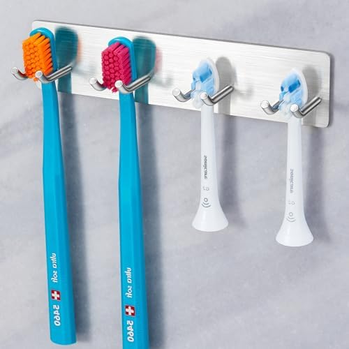 Sturdy Stainless Steel Toothbrush Holder with 3M Adhesive for bathrooms